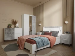 Кровать Ливерпуль, белый/бетон светлый