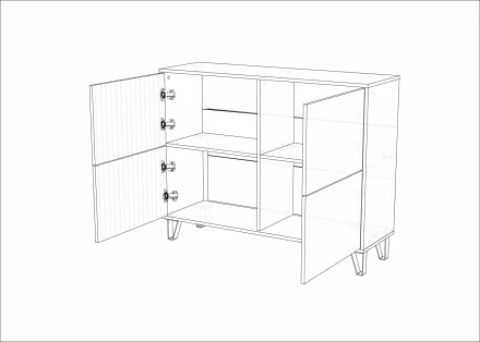 Комод Ливерпуль, вотан/бордо глянец 