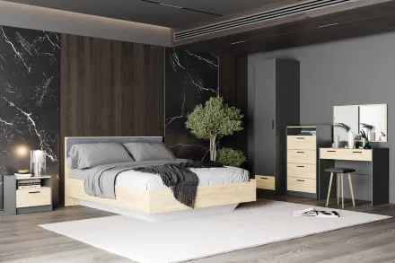 Кровать Оттавия, Антрацит/Дуб Крафт Золотой  