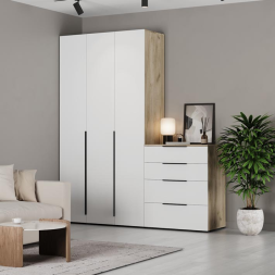 Комод 1200 Х83 Харди, Дуб серый/Белый